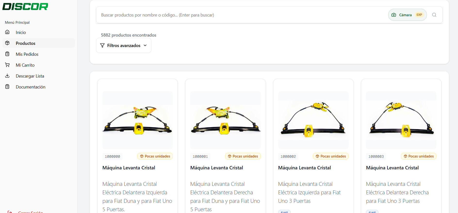 Catálogo exclusivo para clientes registrados
