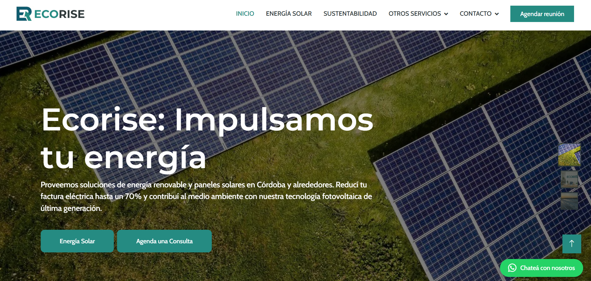 Sitio web corporativo y CRM a medida para EcoRise desarrollado por Eje Z