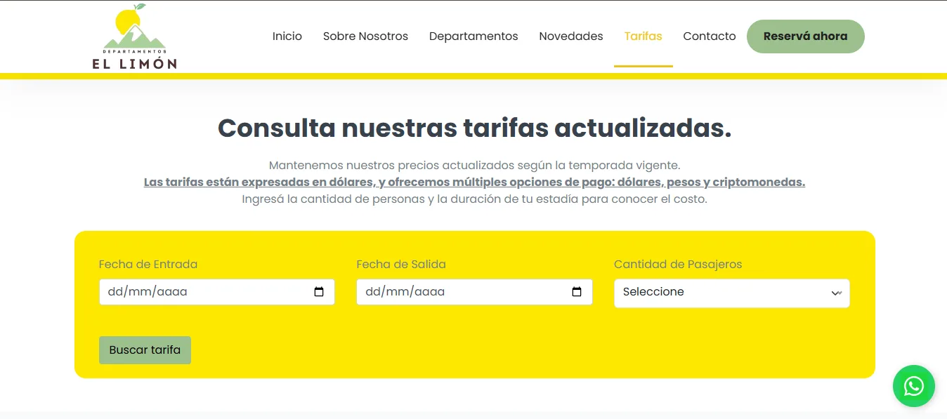 Landing page para El Limón del Bolsón desarrollada por EJE Z