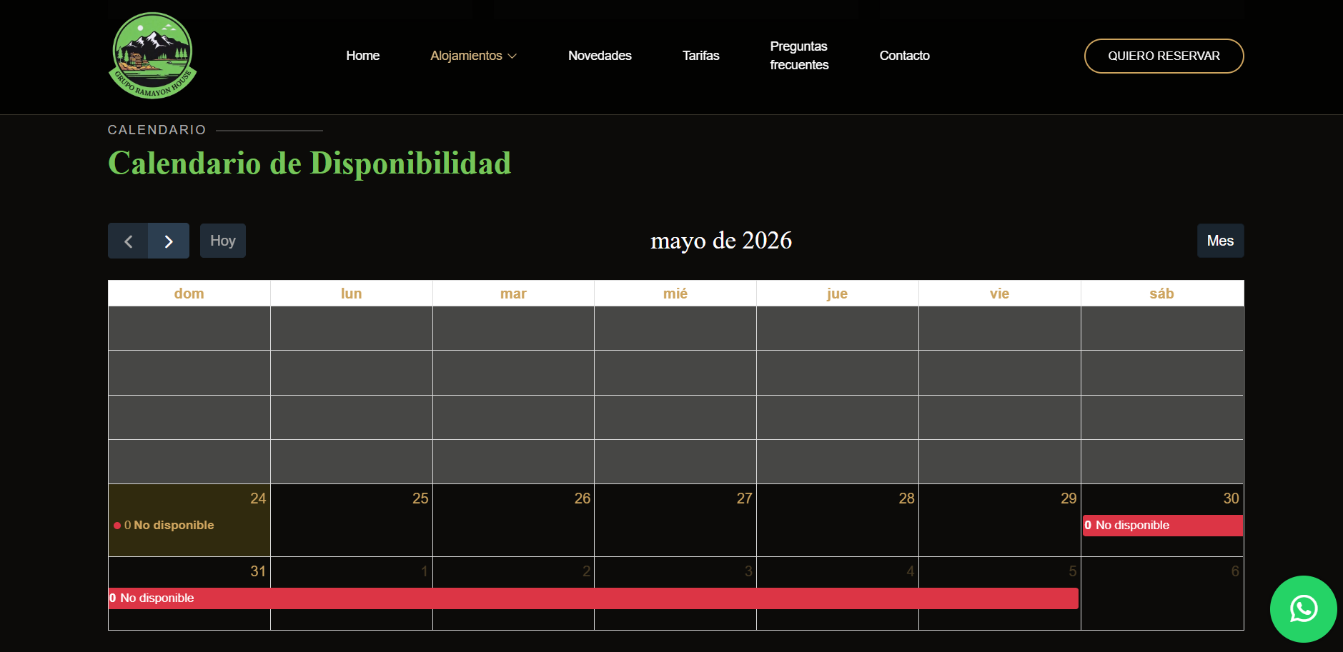 Calendario de disponibilidad conectado con la API de Airbnb