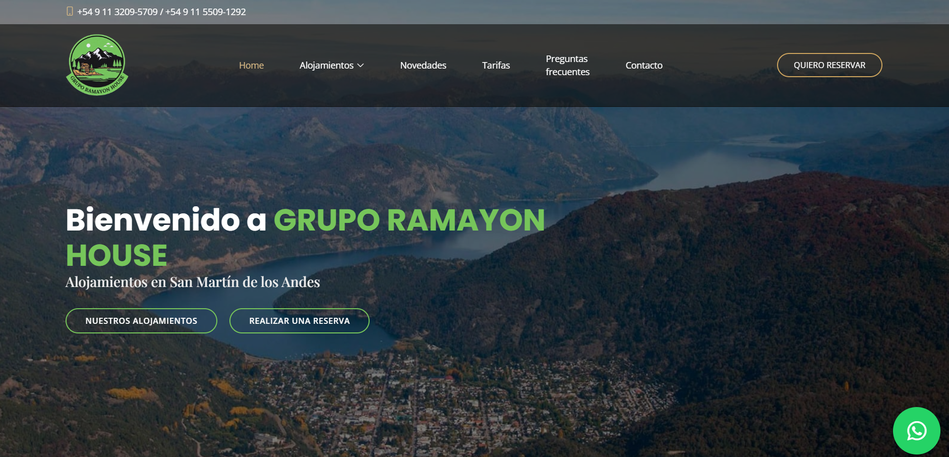 Página principal con diseño premium y galería visual